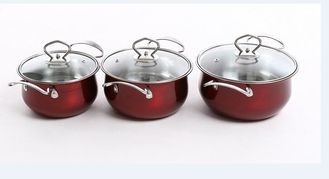 Professional Red Pots And Pans Set , Non Stick Stainless Steel Cookware Set