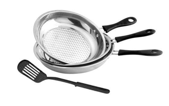 Round Stainless Steel Non Stick Frying Pan Set High Heat Efficiency ECO - Friendly
