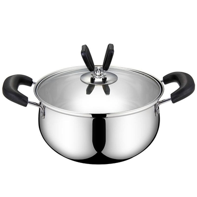 Home Kitchen Stainless Steel Cooking Pot With Tempered Clear Glass Lid