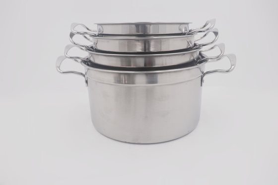 Casserole Set Silver 9.5cm Stainless Steel Cooking Pot