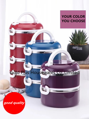 3 Layers Round 304 Stainless Steel Lunch Box Tableware Food Container