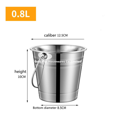 0.8L Promotion outdoor stainless steel ice bucket with handle for bar metal champagne beer wine keg cooler