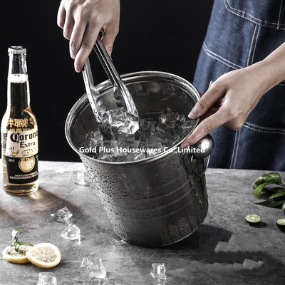 5L Promotional for beer stainless steel double wall ice bucket thickened steel metal champagne buckets
