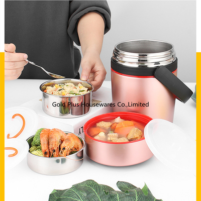 Keep hot 12 hours stainless steel food lunch box  2.2L pink color food thermos vacuum flask thermos
