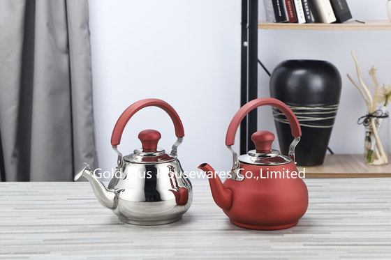 Whistling 18cm Bollitore Stainless Steel Tea Kettle Red Silver Stove Top Coffee Pot