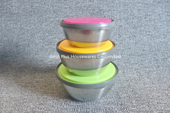 6pcs Stainless Steel Salad Bowl With Sealing Cover MultiFunction
