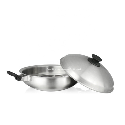 Cookware Set 36cm Non Stick Stainless Steel Wok Pan With Domed Lid