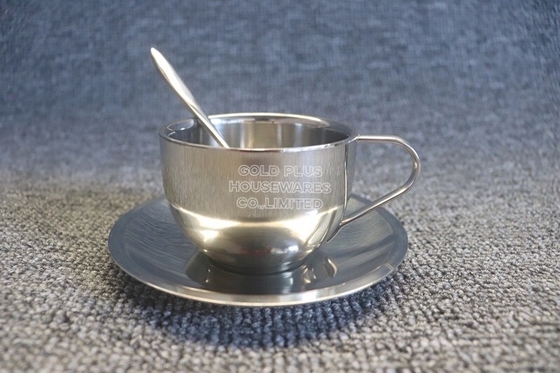 Espresso Coffee 180ml Classical Silver Bone China Coffee Cups And Saucers