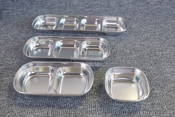 Wholesale updated 1-4 compartments sauce dish set tableware food grade 304 stainless steel sauce dish