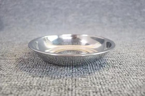 9.3cm Dia Stainless Steel Round Tray Soy Sauce Plate Buffet Sushi Appetizer Food Dish