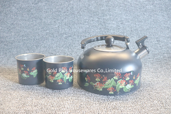OEM Flower Painting Stainless Steel Tea Pot Buzzing Whistle Kettle
