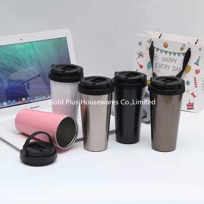 16oz Stainless Steel Travel Coffee Mug Portable Car Water Cup Custom Printed Logo