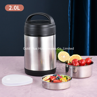 Outdoor designed lunch container 2L stainless steel thermal vacuum food jar with spoon for adults