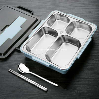 Freshness preservation stainless steel lunch box modern design blue color leekproof bento food container with lid
