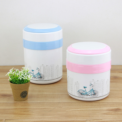 Long-term preservational soup pot round shape sus insulated food flask colorful printed stainless steel lunch box