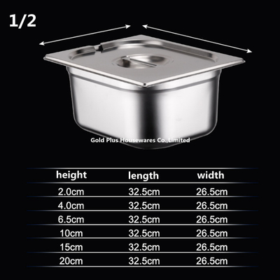 4cm Height Buffet Oven Containers Anti Jam GN Half Size Metal Food Trays With Dust Cover