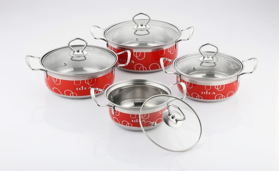 20cm 22cm Stainless Steel Cooking Pot Kitchen Cookware Set With Glass Lid