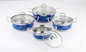 16cm 18cm 20cm 22cm  Stainless Steel Cooking Pot Non - Stick Durable And Easy Cleaning & blue red  color wtih glass cove