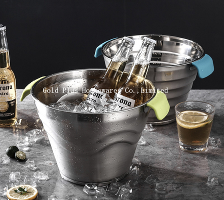 Hotel 623g Custom Stainless Steel Pail Bar Cooler With Stand Lid