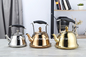 2L Golden color luxurious teapot saudi arabia stainless steel turkish color coffee cup whistling kettle