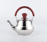 Whistling 18cm Bollitore Stainless Steel Tea Kettle Red Silver Stove Top Coffee Pot