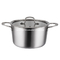 24cm Stainless Steel Cooking Pot Three Layer Thickened Flat Bottom Non Stick With Glass Cover