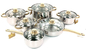 Double Ear Stainless Steel Cooking Pot 12pcs With Glass Lid