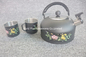 Two Cups Flower Pattern Stainless Steel Water Kettles With Whistle