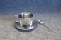 200ml OEM 3pcs Stainless Steel Tea Set Tea Cup With Long Saucer Dish