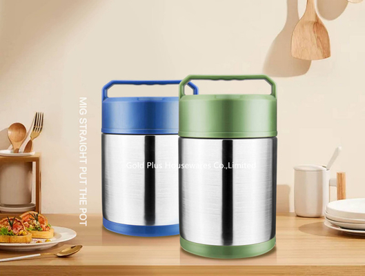 Custom Logo blue color food thermos 1.6L stainless steel soup jar with spoon BPA free insulated food flask for kids