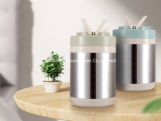 Food grade soup metal thermos food Jar with plastic handle lid 2 litres thermal stainless steel lunch box