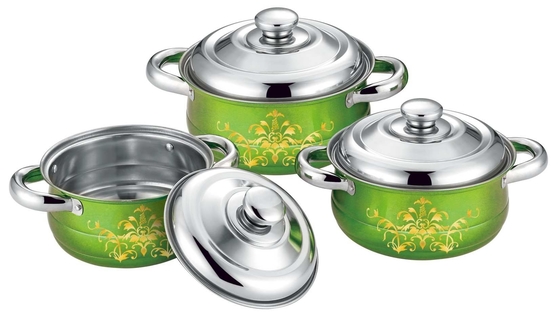Food Grade Ss Kitchen Cookware Sets 6pcs Colorful 16cm To 20cm Sauce Pot