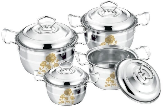 High Polishing Kitchen Cookware Sets Stainless Steel Customized Logo With Lid