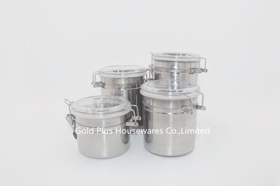 0.13cbm Metal Stainless Steel Canister Round Candy Tin Can With Clip Lid