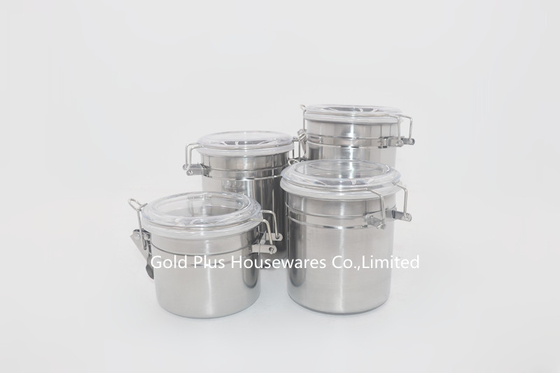 0.13cbm Metal Stainless Steel Canister Round Candy Tin Can With Clip Lid
