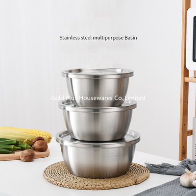 34cm Kitchen Utensil 304 Stainless Steel Basin Metal Soup Deep Mixing Bowl
