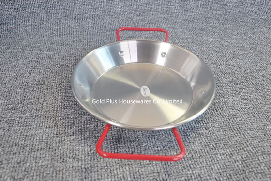 Kitchen korean stainless steel cooking paella pan tray happy cooking spanish seafood pan with red handle