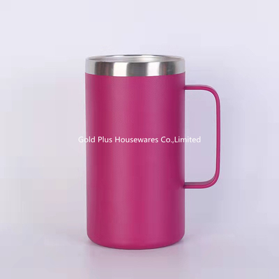 Personalized Drinkware Stainless Steel Mug 600ml Reusable Powder Coated Pink Thermos